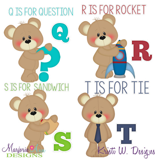 Patches The Bear Alphabet Q-T SVG Cutting Files + Clipart - Click Image to Close